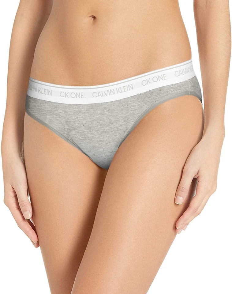 Calvin Klein CK One Cotton Bikini Panty Grey Heather L55502 Womens Size M