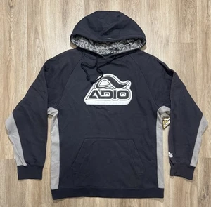Y2K ADIO Logo Skateboarding Black Hoodie Size L - Picture 1 of 13