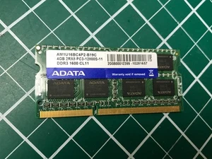 Adata 4GB 2Rx8 DDR3 Sodimm Laptop RAM Memory PC3-12800S 1600MHz AM1U16BC4P2-B19C - Picture 1 of 1