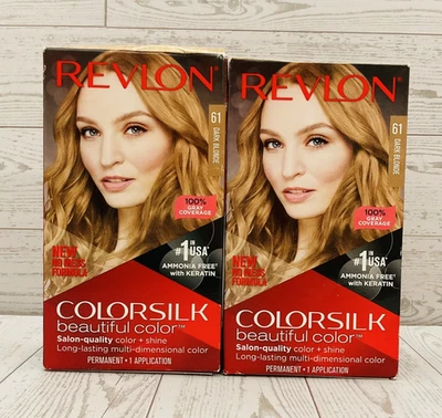 Color de cabello permanente Revlon Colorsilk tinte 3D #61 rubio oscuro (paquete de 2) Foto 1 de 4