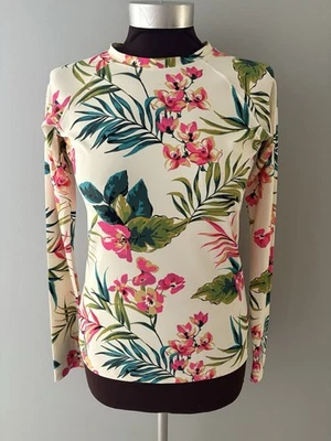 Camisa de Natación Billabong Rashguard Talla Grande Crema Floral UPF 50 Manga Larga NUEVA Foto 1 de 4