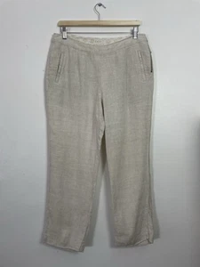 East Oatmeal / Beige 100% Linen Crop trousers - size 12 - Picture 1 of 7