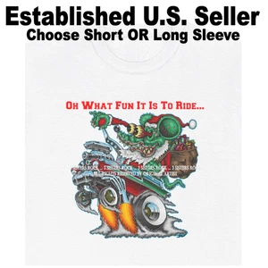 Camiseta Navidad Rat Racer Divertida para Montar Hot Rod Vacaciones Dibujos Animados Coche - Imagen 1 de 8