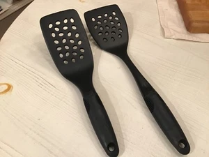 Lot of 2 OXO Good Grips Black Nylon Slotted Turner/Spatula/Flipper 14.25 & 12” - Picture 1 of 7