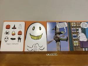 4 lot TREATS GHOST WITCH MUMMY Halloween Recycled greeting cards +env UNUSED - Picture 1 of 9