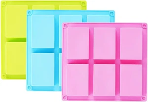 3er Pack Silikon Seifenformen (blau & rosa & grün), 6 Hohlräume Silikon Backform - Bild 1 von 12