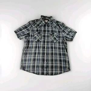 Levi’s Pearl Snap Short Sleeve Black Plaid Western Shirt Size XL - Picture 1 of 14