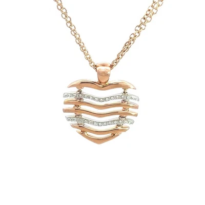 Collar Roberto Coin Oro Corazón Diamante Pavé 18k Rosa Onda Estilo con Cadena Foto 1 de 4