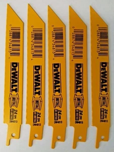 DeWalt DW4813 6" x 24 TPI Straight Back Bi Metal Reciprocating Saw Blades 5PCS - Picture 1 of 2