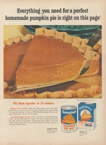 1953 Pillsbury Pie Crust Mix Comstock Pumpkin Pie Mix In 16 Minutes Print Ad - Picture 1 of 1