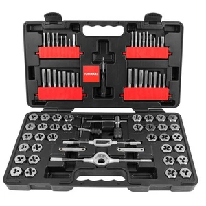 75-Pc Tap and Die Set, SAE & Metric Hex Thread Taps Dies Wrench Metric Sizes ... - Picture 1 of 6