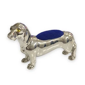 Viktorianisches Sammlerstück Dackel Hund Nadelkissen 925 Sterling Silber Nähnadel - Bild 1 von 6
