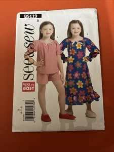 Butterick See & Sew MUSTER #5119 MÄDCHEN TOP, SHORTS, KLEID - Größe 6, 7, 8 Neu - Bild 1 von 3