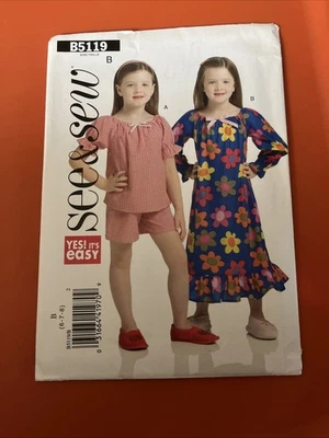 Butterick See & Sew PATTERN #5119 GIRLS TOP, SHORTS, DRESS - Size 6, 7, 8 New - Image 1 of 3
