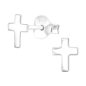 Girls BOYS Ladies 925 Sterling Silver Pair CROSS Earrings Small Stud Earrings - Picture 1 of 1