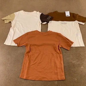 H&M Toddler Boy Size 5T/6 Brown Colorblock Cotto 3 Pack Short Sleeve Tees NWT - Picture 1 of 9