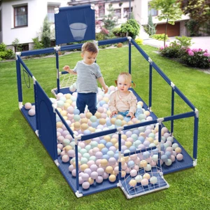 HOT Foldable Playpen Toddler Kids Safety Play Yard Fence Portable w Ball Hoop - Picture 1 of 14