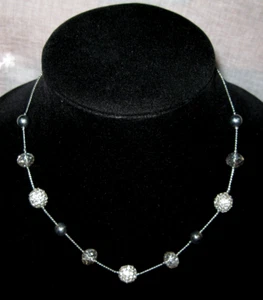 Estate Jewelry ~ Silvertone CUT CRYSTAL BEAD Necklace ~ 19-5/8" L - Picture 1 of 7