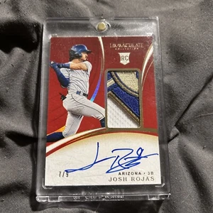 2020 Panini Immaculate Debut Jumbo Relics Holo Gold /9 Josh Rojas Rookie Auto RC - Foto 1 di 5