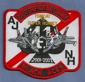 VF-41 BLACK ACES NAVY FIGHTER SQUADRON 2001-2002 TOMCAT TO SUPER HORNET PATCH - Picture 1 of 1