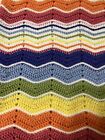 Baby Blanket Hand Crochet 26 x 44” Bright Rainbow Colors New Born Throw Crib