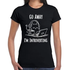 Go Away I'm Introverting | Cool Slogan | T-Shirt Damen Tee Oberteil - Bild 1 von 9