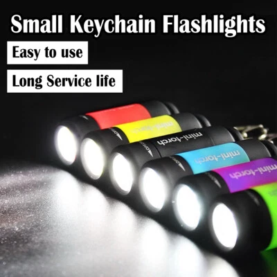 Mini Flashlight White Light LED Keychain USB COB Security Torch Rotation Switch - Image 1 of 4