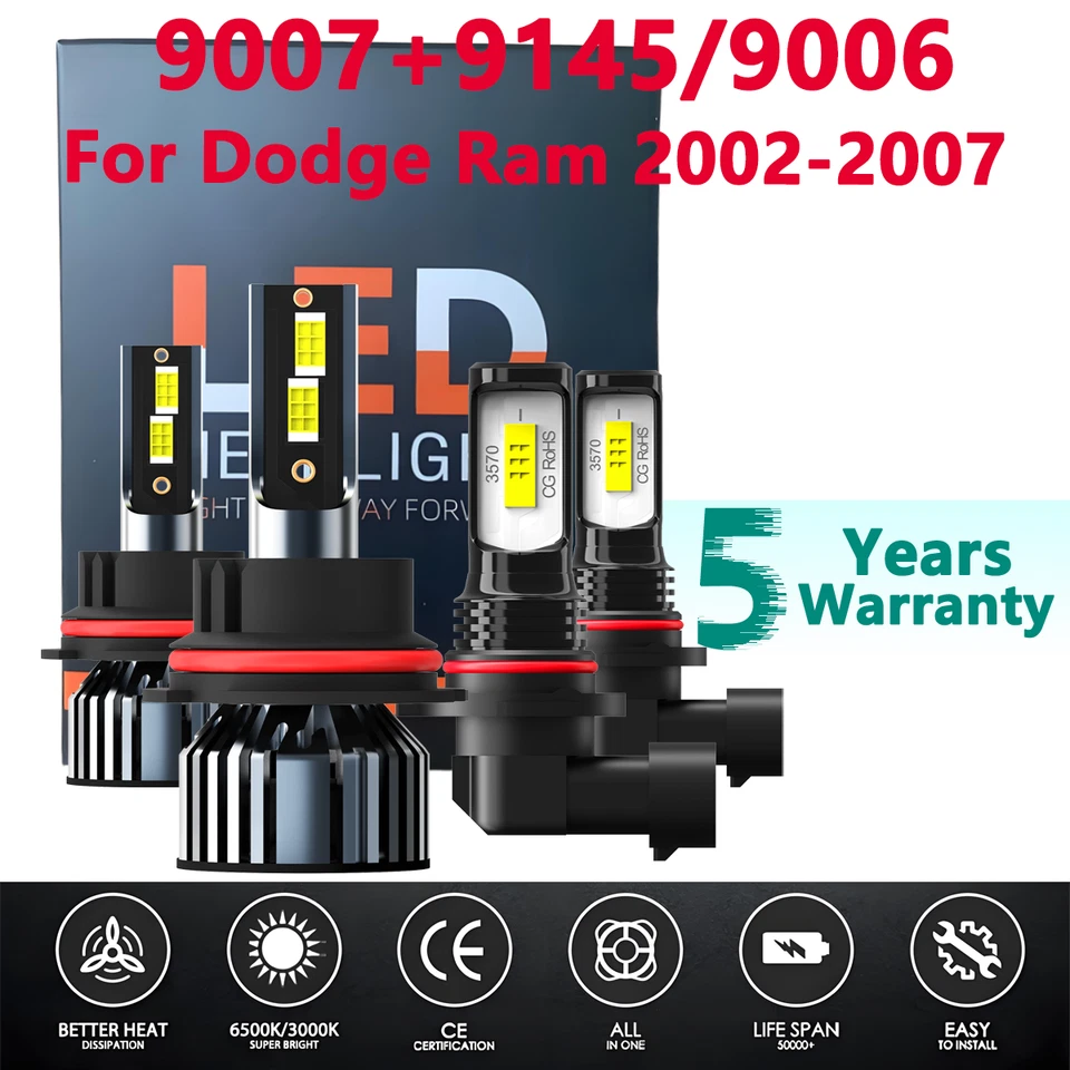 Светодиодные противотуманные фары 9145 комбинированные для Dodge Ram 2002-2007 годов выпуска суперяркие - Изображение 1 из 4