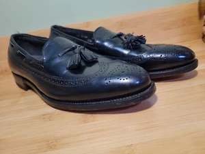 BOSTONIAN MEN'S SZ 11 B/AA BLACK LEATHER, TASSEL LOAFERS, SHOES EUC USA MADE - Picture 1 of 16
