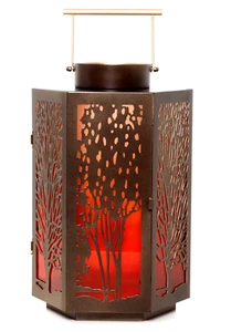 Yankee Candle 11" Amber Glow TREES Laterne Ombre Glas Bronze Kerzenhalter Neu mit Etikett - Bild 1 von 16