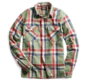 RRL Ralph Lauren Vintage Inspired Rustic Plaid Cotton Work Shirt Men's Small S - Picture 1 of 2
