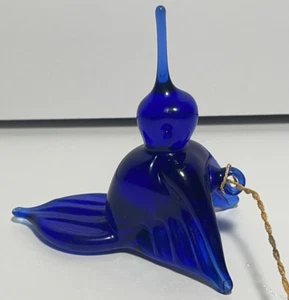 blown glass hummingbird hanging figurine cobalt blue - Picture 1 of 8