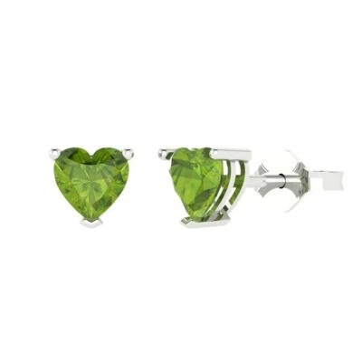 Peridot Stud Earrings for Women, Push back (1.5 cttw, 6.0mm, Heart-Cut) - Image 1 of 4