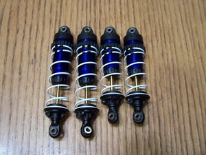 Fits Traxxas 1/10 4x4 Slash LCG Ultimate GTR Blue Aluminum Shocks 4 Ti-Ni Shafts - Picture 1 of 2