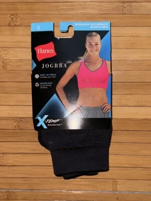 NEW Small Hanes B0820 Jogbra Seamless Wirefree Sports Bra Small Black NWT - Image 1 of 2