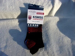 NWT K Swiss black low cut compression socks, men's L (6-12.5), 3-pack, nylon - Picture 1 of 4