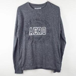 Aeropostale Men S Small Gray Raised Imprint Logo New York Tee Tshirt Long Sleeve - Picture 1 of 5