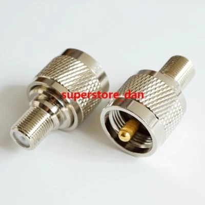 1Pcs UHF male PL259 plug to F female jack RF coaxial adapter connector ENGLISH - Image 1 of 4