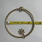 Authentic Genuine Pandora Solid 14K Gold Bangle 7.5" G585 ALE with one charm