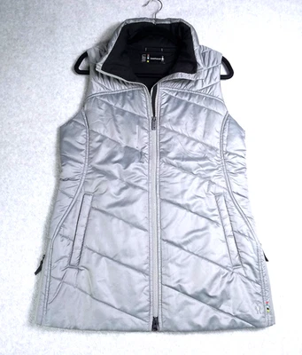 Chaleco acolchado Smartwool para mujer grande gris plateado cremallera completa lana merino*LEER Foto 1 de 4