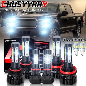 For 2015-2019 Ford F150 6X 6000K LED Headlight Hi/Lo + Fog Light Bulbs Combo - Foto 1 di 13