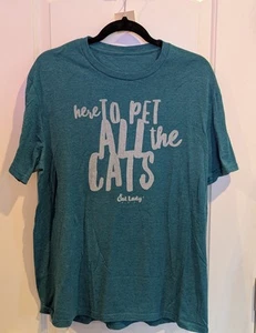 Cat Lady Women's Large T-shirt Teal Funny CAT28 - Picture 1 of 1