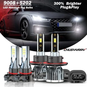 Kit combinado de luces antiniebla LED faros 4X 9008 5202 6000K para Jeep Wrangler 2011-2018 - Imagen 1 de 24