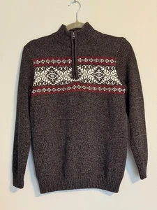 URBAN PIPELINE JUNGEN PULLOVER. GR: L GRAU FAIR ISLE MUSTER 1/4 REISSVERSCHLUSS LANGARM - Bild 1 von 5