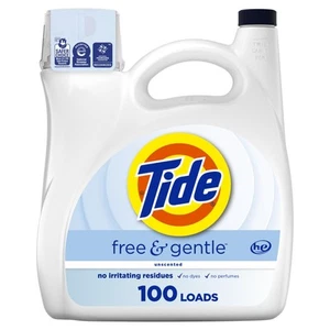Tide Free & Gentle Laundry Detergent Unscented 100 Loads 132oz - Picture 1 of 9