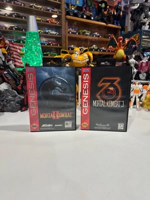Sega Genesis Game Lot Mortal Kombat II Mortal Kombat III Original Case Complete - Image 1 of 4