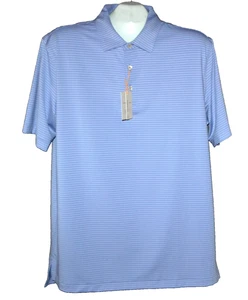 Peter Millar Crown Sport Men's Summer Comfort Purple Striped T-Shirt Polo Size L - Picture 1 of 6