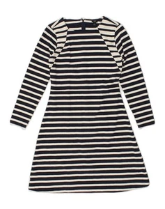 J. CREW Womens Long Sleeve A-Line Dress UK 10 Small Navy Blue Striped AK33 - Picture 1 of 3