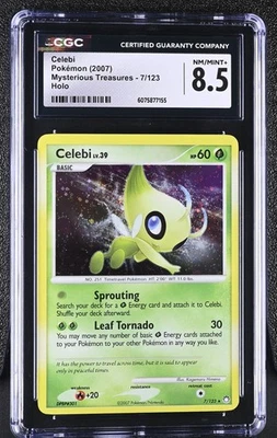 CGC 8.5 Celebi 2007 Mysterious Treasures 7/123 Holo Pokemon Card - Image 1 of 2