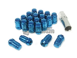 NNR Type M Steel Wheel Lug Nuts & Locks Close Ended Blue 41mm 12x1.5 20pcs - Picture 1 of 2